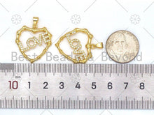 Load image into Gallery viewer, CZ Micro Pave Love On Heart Shape with Bamboo Frame Pendant,18K Gold Filled Heart Charm, Necklace Bracelet Charm Pendant,23x26mm,Sku#LK384