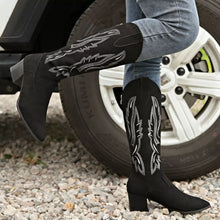 Load image into Gallery viewer, Women's Point Toe Block Heel Boots – Suede Mid Heel Ankle Boots