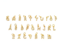 Load image into Gallery viewer, Cute Gold CZ Initial Charm, Alphabet Name Letter Charm,sku#LX193