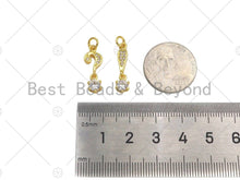 Load image into Gallery viewer, CZ Micro Pave Question Mark Exclamation Mark With Big CZ Pendant, 18K Dainty Gold Charm, Necklace Bracelet Charm Pendant,8x14mm,Sku#LK310