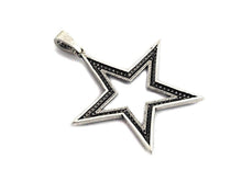 Load image into Gallery viewer, CZ Fully Micro Pave Five Star Pendant, Antique Silver Tone, Clear Cubic Zirconia Big Pave Star Charm Pendant, 39x40mm,sku#F983