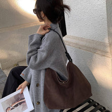 Load image into Gallery viewer, Luxury Vintage Suede Leather Shoulder Bag – Large Capacity Women's Hobo Bag