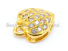 Load image into Gallery viewer, 1PC/2PCS Clear CZ Micro Pave 10mm Heart Charm, CZ Pave Charm in Gold/Rose Gold/Silver Finish, sku#B23