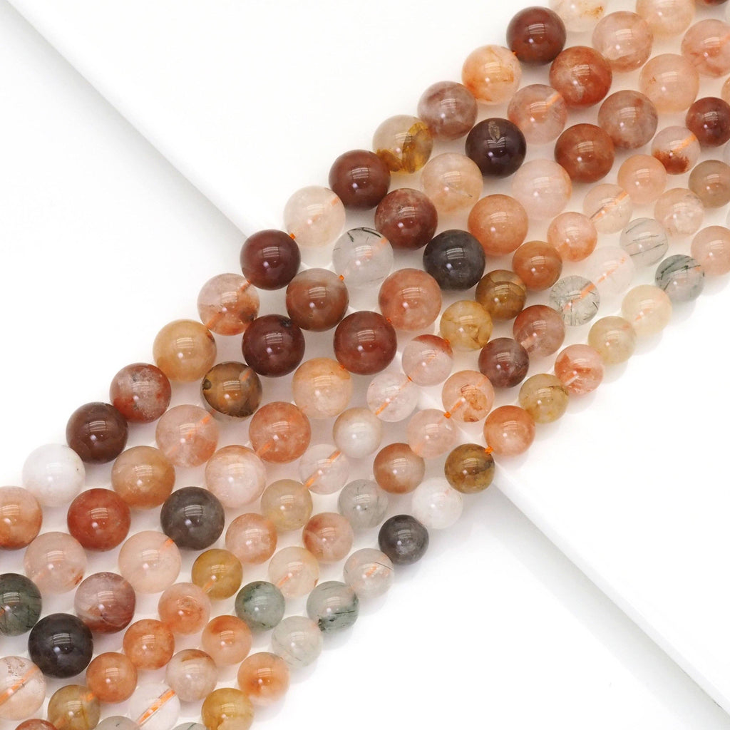 Genuine Red Rutilated Quartz Round Smooth Beads, Sku#U1731