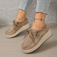 Load image into Gallery viewer, Women's Lace-Up Chunky Sole Pumps - Mid Heel Round Toe Casual Dress Shoes