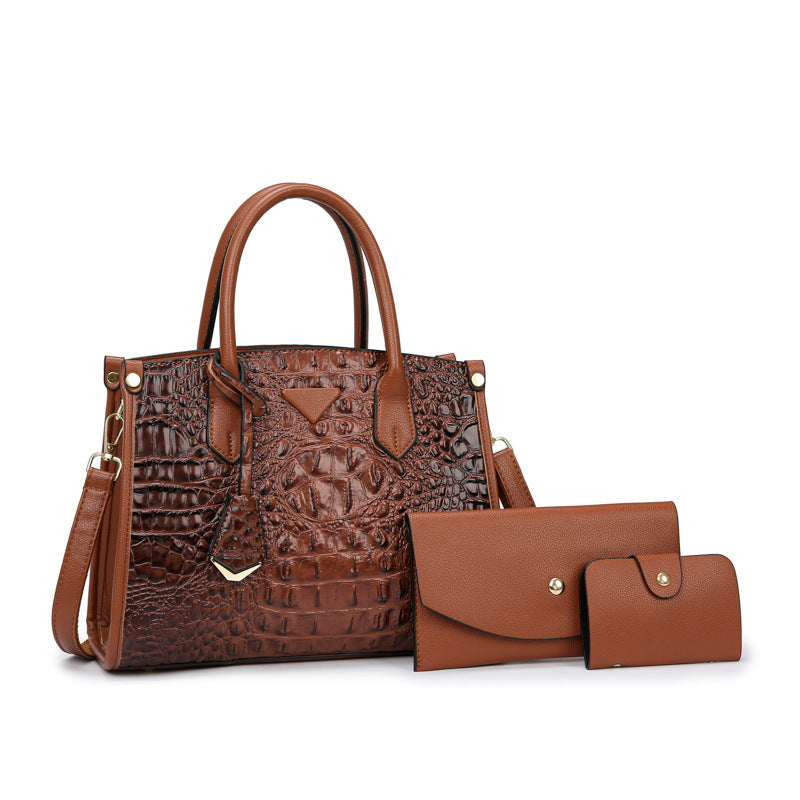 Vintage Crossbody Statement Handbag Set for Women - PU Leather Retro Shoulder Bag