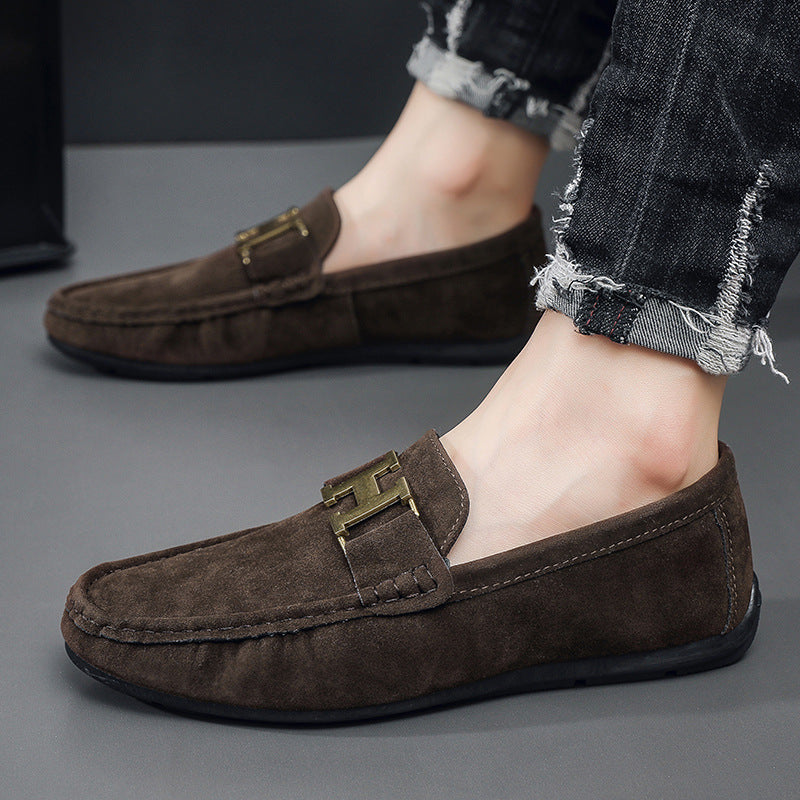 Men's British-Style Slip-On Casual Leather Shoes | Round Toe PU Leather Loafers