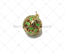 Load image into Gallery viewer, Colorful Enamel Cresent Moon on Ball Shape Pendant,18K Gold Filled Ball Charm, Necklace Bracelet Charm Pendant, Sku#LD173