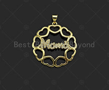Load image into Gallery viewer, Gold Filled CZ Micro Pave Mama On Heart Round Ring Shape Pendant,18K Gold Filled Charm, Mother's Day,Necklace Pendant,28x30mm,Sku#LD124