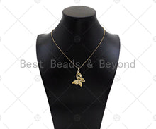 Load image into Gallery viewer, Gold Filled CZ Micro Pave Flower On Butterfly Shape Pendant, 18K Gold Filled ButterflyCharm, Necklace Bracelet Pendant,28x35mm,Sku#LD100