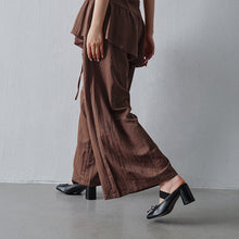 Load image into Gallery viewer, Women's Washed Cowhide Leather Ballet Mule Block Heel Sandals | Elastic Strap Open-Back Heels