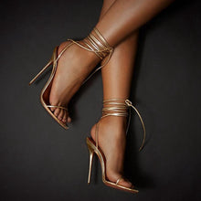 Load image into Gallery viewer, Women's Ankle Strap Stiletto Sandals | Pointed-Toe PU Heels