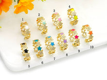 Load image into Gallery viewer, CZ Pave Enamel Star Stackable Ring, Sku#X364