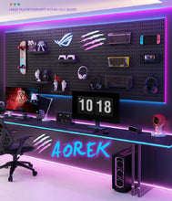 Load image into Gallery viewer, RGB Gaming Pegboard Wall Organizer with Metal Panels and Hooks, 12x24 Setup