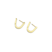 Load image into Gallery viewer, Gold U Horseshoe Geometry Huggie Earrings, Sku#A255
