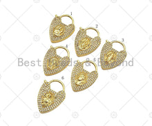 Load image into Gallery viewer, Gold Filled CZ Micro Pave Heart Shape Lock ,18K Gold Filled Heart Clasp, Necklace Bracelet Charm Pendant, 20x26mm, Sku#LK321