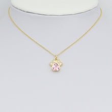 Load image into Gallery viewer, Clear Pink CZ Gold paw Charm Pendant, Sku#LK1080