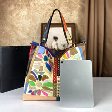 Load image into Gallery viewer, Women's Genuine Leather Crossbody Bag - Large Capacity Nautical Floral Design