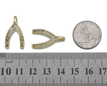 Load image into Gallery viewer, Gold Baguette CZ Wishbone Charm, Sku#LX106