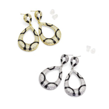 Load image into Gallery viewer, CZ Gold Silver Animal Print Teardrop Oval Earrings, Sku#A138