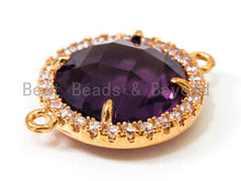 Load image into Gallery viewer, Round Bezel Cnnector with Faceted Glass, 14x19mm, sku#A76