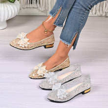Load image into Gallery viewer, Women's Pointed Toe Mesh Bow Heels – Breathable Slip-On Chunky Low Heel Dress Shoes