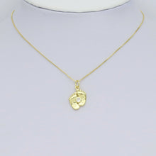 Load image into Gallery viewer, Little Baby Feet with turquoise Clear CZ Charm Pendant, Sku#LX577