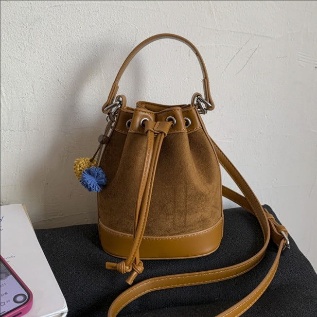 Women's Drawstring Bucket Bag | PU Leather Shoulder Bag with Adjustable Strap