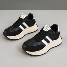Load image into Gallery viewer, Women's Thick Soled PU Leather Color-Block Height Increasing Lace-Up Sneakers