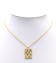 Load image into Gallery viewer, Gold Checkboard Rectangle Charm, Sku#F1516
