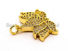 Load image into Gallery viewer, CZ Micro Pave Lotus Pendant for Necklace/Bracelet, Cubic Zirconia Pendant,17x23mm, 1pc, sku#F475