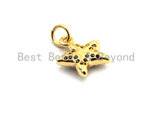 Load image into Gallery viewer, CZ Colorful Micro Pave Starfish Pendant, Starfish Shaped Pave Pendant, Gold plated, 10x12mm, Sku#F824