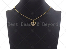 Load image into Gallery viewer, CZ Micro Pave Pearce Heart Charm/Pendant, Heart Charm,Peace heart Pave Pendant, Gold plated heart ,17mm, Sku#LK78