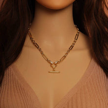 Load image into Gallery viewer, Gold Long Mixed Paperclip Chain OT Bar Adjustable Necklace,s
