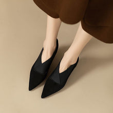 Load image into Gallery viewer, Women's French-Style Pointed-Toe Stiletto Pumps | Suede Mid Heel Dress Shoes