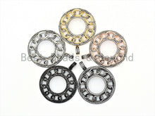 Load image into Gallery viewer, CZ Micro Pave Large Filigree Donut Ring Pendant, CZ Pave Pen