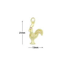 Load image into Gallery viewer, CZ Gold Rooster Charm Pendant, Sku#LK1197