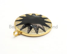 Load image into Gallery viewer, NEW Enamel Black Round Star Pendant,CZ Micro Pave Oil Drop Round pendant,Enamel pendant,Enamel Jewelry,40x43mm,sku#F590