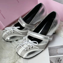 Load image into Gallery viewer, Women's Silver Ballet Flats Thick Sole Casual Slip-On Shoes