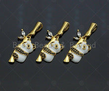 Load image into Gallery viewer, CZ Micro Pave Pandas on Bamboo Pendant/Charm,Panda Charm, Panda pendant, Cubic Zirconia Pendant, 15x22mm,Sku#LK113