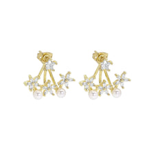 Load image into Gallery viewer, White Pearl Flower Celebration Stud Earrings, Sku#LD479