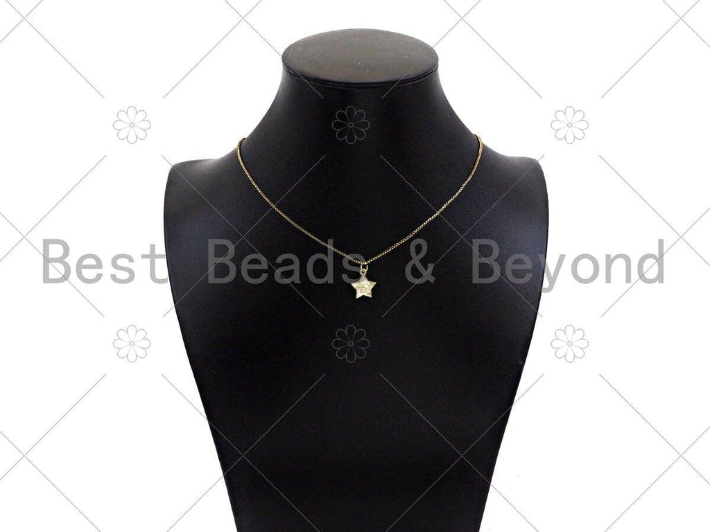 Gold Filled Colorful Enamel Five Star Shape Pendant,CZ Micro Pave 18K Gold Filled Moon Enamel Pendant,Enamel Jewelry,mm,Sku#LK344