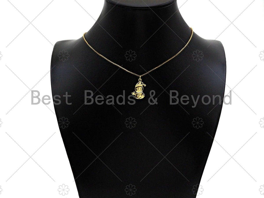 Dainty 18K Gold Cute Snowman Shape Pendant, Christmas Charm Pendant,15x20mm, Sku#LK215