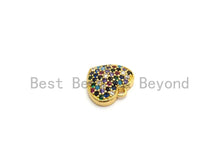 Load image into Gallery viewer, CZ Multi-color Micro Pave Heart Pendant, Heart Shaped Pave Pendant, Gold plated Heart Charm, 12x11mm, Sku#B117