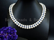 Load image into Gallery viewer, White Pearl Cubic Zirconia Necklace Bracelet Set, P18