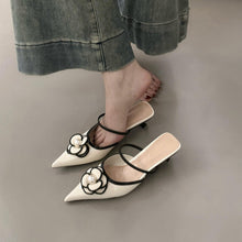 Load image into Gallery viewer, Chanel-Style Pointed Toe High Heel Mules for Women - Elegant French Office Heels
