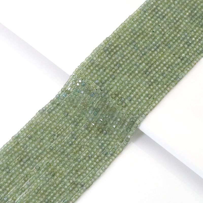 Genuine Green Apatite Faceted Cube Beads, 2.5mm, Sku#U1540