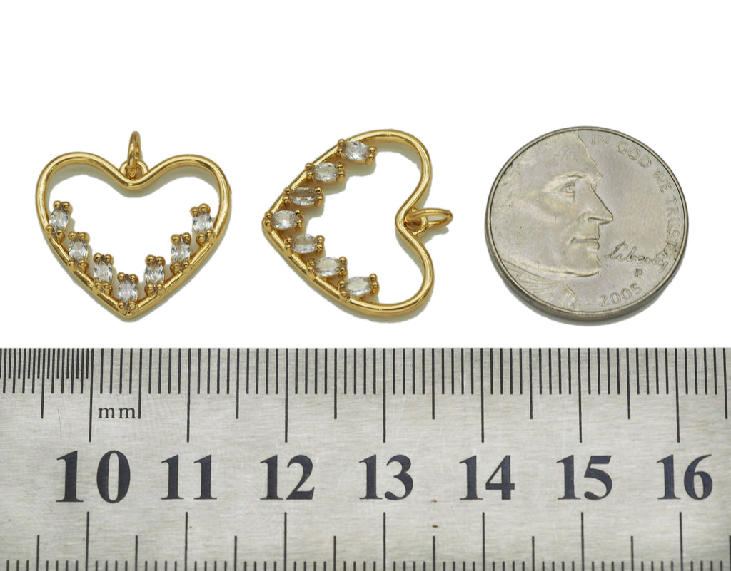CZ Heart Frame Charm, Sku#LK641