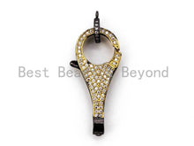 Load image into Gallery viewer, CZ Dual Color Clear Micro Pave Lobster Claw Clasp, 14x33mm, Cubic Zirconia Buckle Clasp/Connector/Link, Beading Supplies, CZ Finding sku#H97