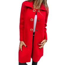 Load image into Gallery viewer, Women's Solid-color Mid-length Wool Coat With A Single-breasted Design